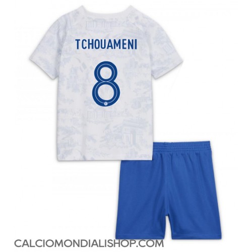 Maglie da calcio Francia Aurelien Tchouameni #8 Seconda Maglia Bambino Mondiali 2022 Manica Corta (+ Pantaloni corti)